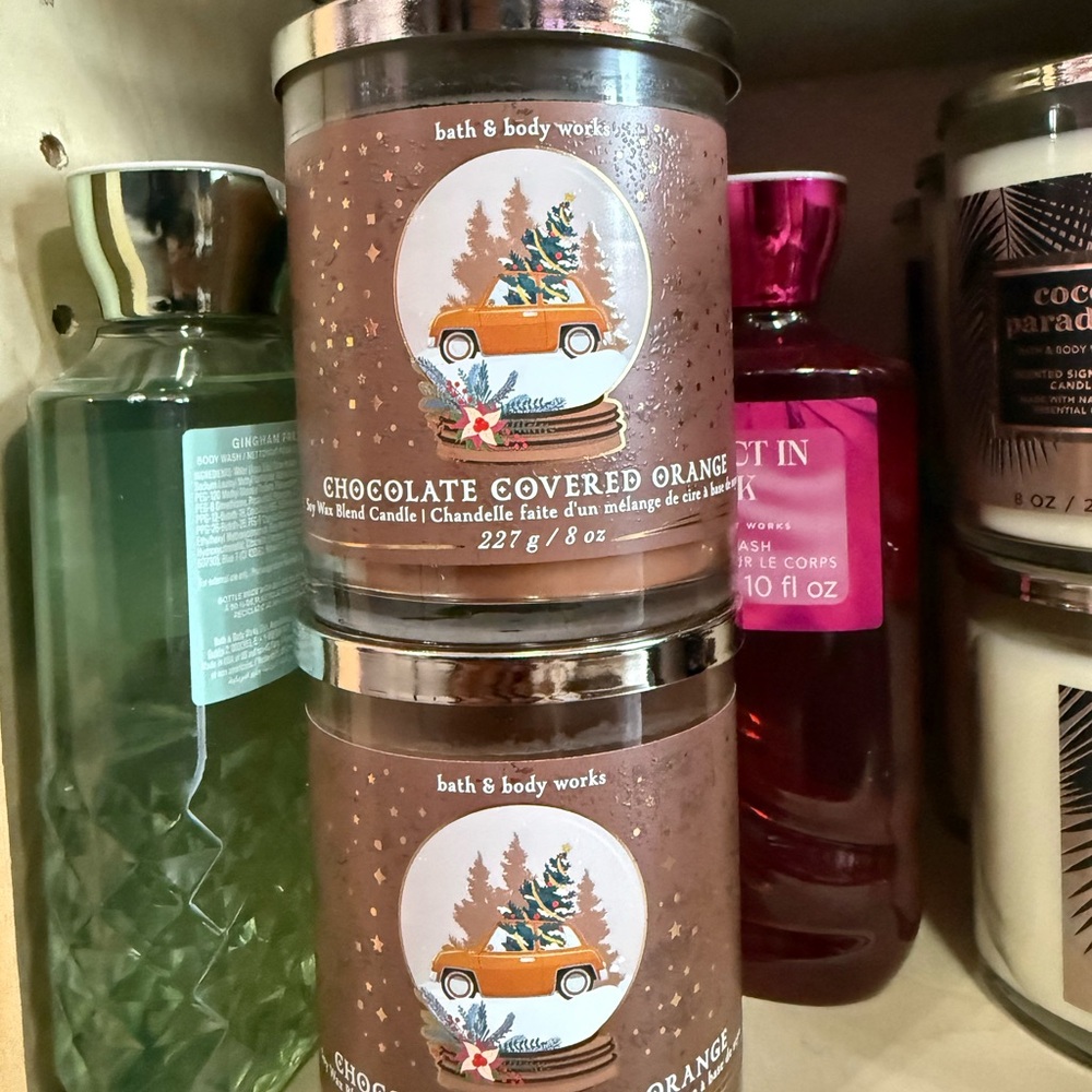 2 Bath & Body Works Chocolate Covered Orange Candle - Brown & Orange